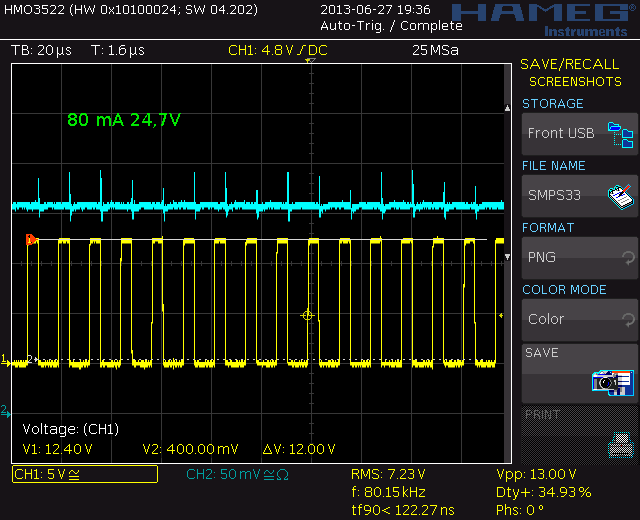 80 mA, 24,7V, 80,15 kHz, 34,9%