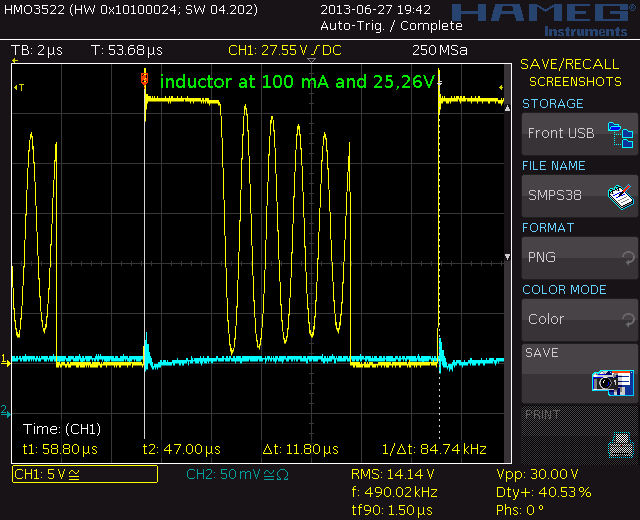 100 mA, inductor, 25,26V, 84,7 kHz