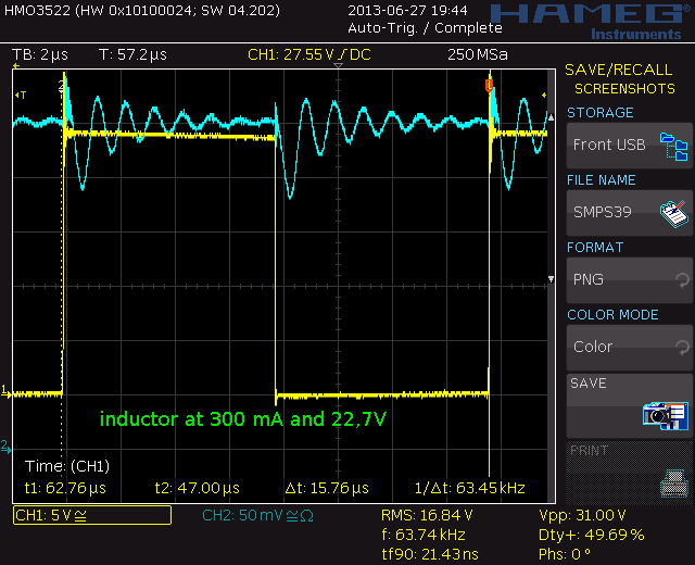 300 mA inductor, 22,7V, 63,4 kHz