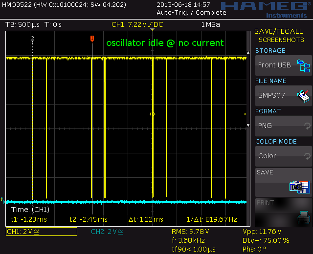 Oscillator at idle, no load connected